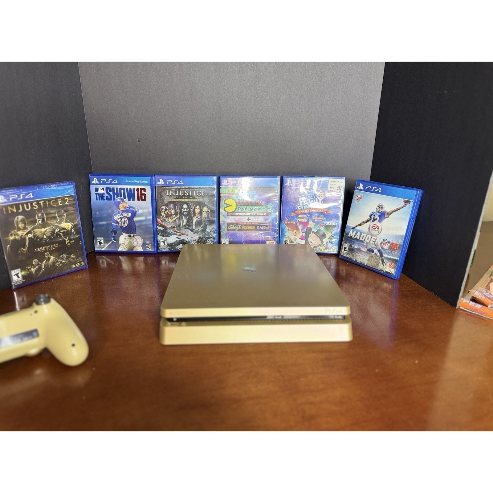 Sony PlayStation 4 PS4 Slim 1TB Gold Console CUH-2015B. 2 Controllers & 6 Games