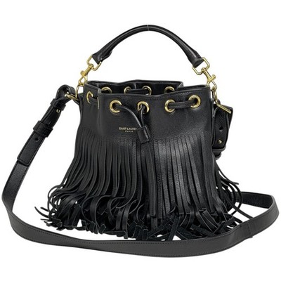 SAINT LAURENT PARIS Emmanuel Hand Bag Logo 2-Way Shoulder Bag with Fringe, K...