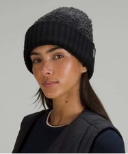 NWT Lululemon Ombre Knit Textured Beanie One Size Black Gray Wool-Blend