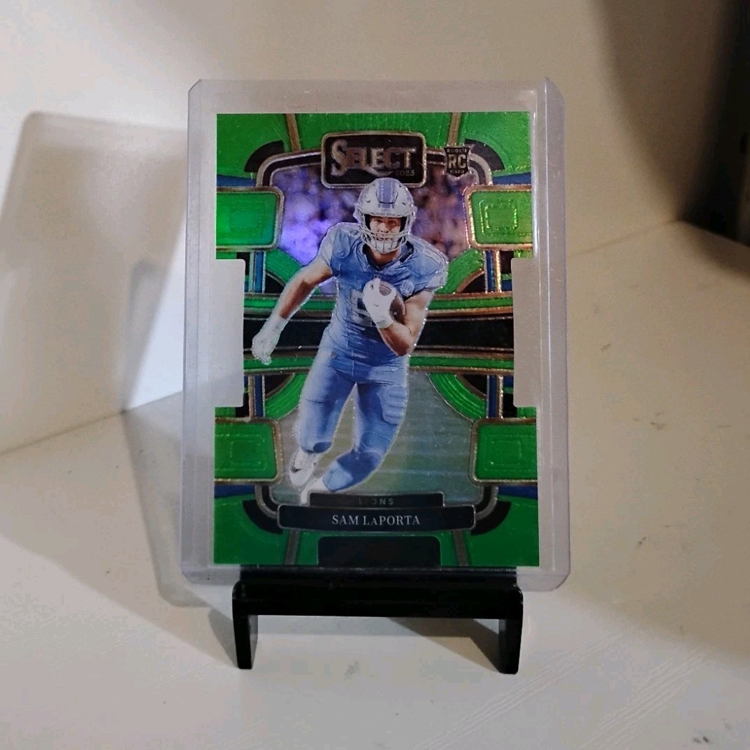2023 Panini Select Sam LaPorta #35 Neon Green Prizm Die-Cut Rookie /599 Lions