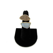 NWOT Gold-Trim Druzy Double Stone Ring in Bei...