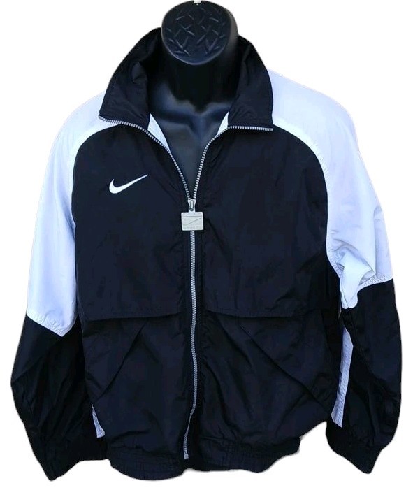 SACAI X NIKE Giacca a vento Nike vintage anni 90 nero bianco logo swoosh S retrò abbigliamento sportivo