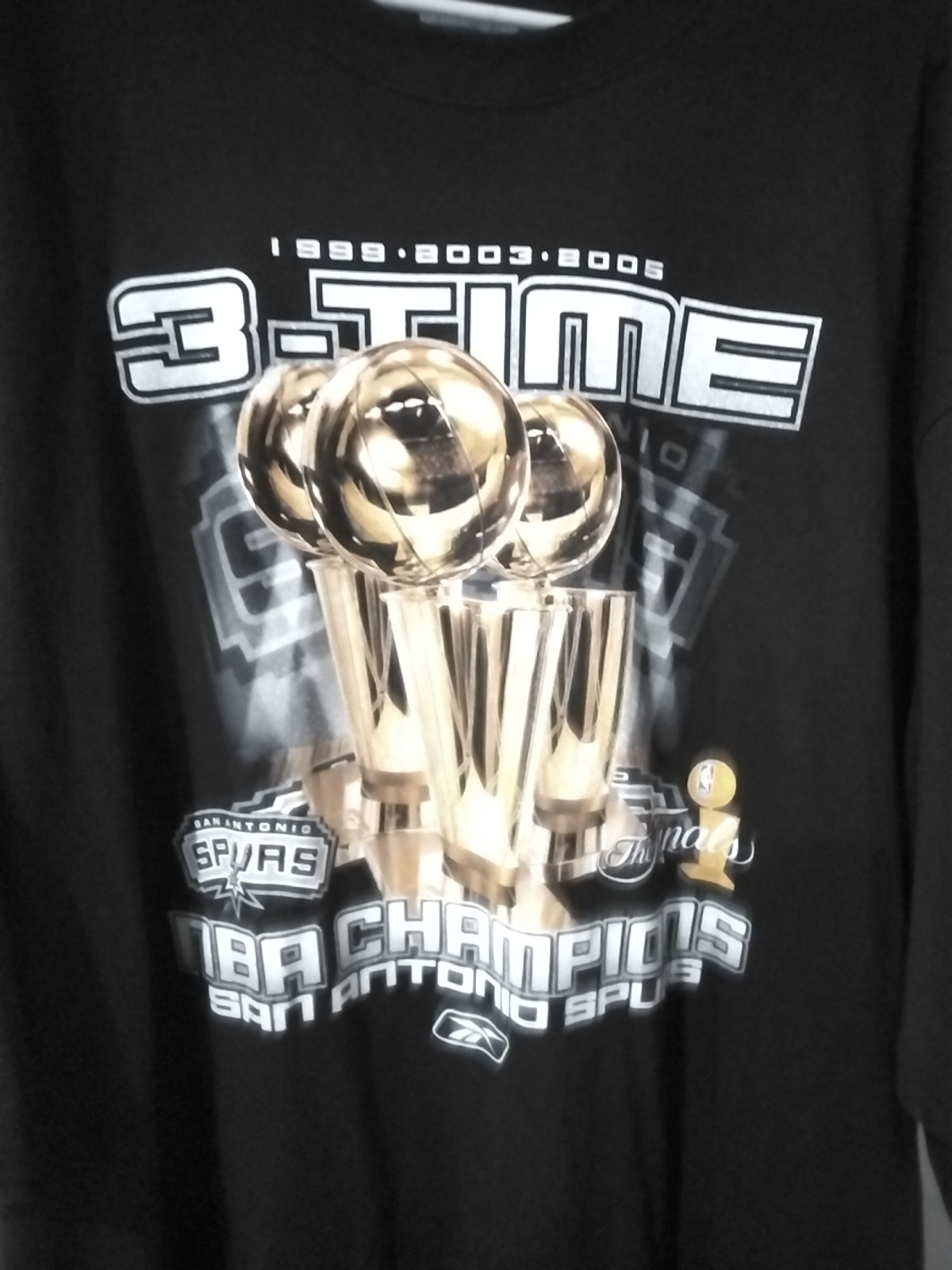 San Antonio Spurs Reebok 3-Time NBA Champions Tim Duncan Black Size Size 2XL  thumbnail 2