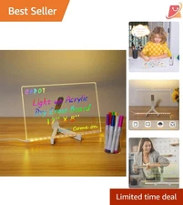 Acrylic Light Up Dry Erase Board 11.8x7.9" Message Doodle White Note