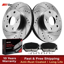 Front Drilled Rotors Ceramic Brake Pads For 2005 - 2013 2014 2015 Toyota Tacoma