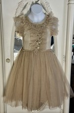 Tutu Du Monde Cream Beaded Tulle Flower Girl Tutu Dress Size 8-9Y.