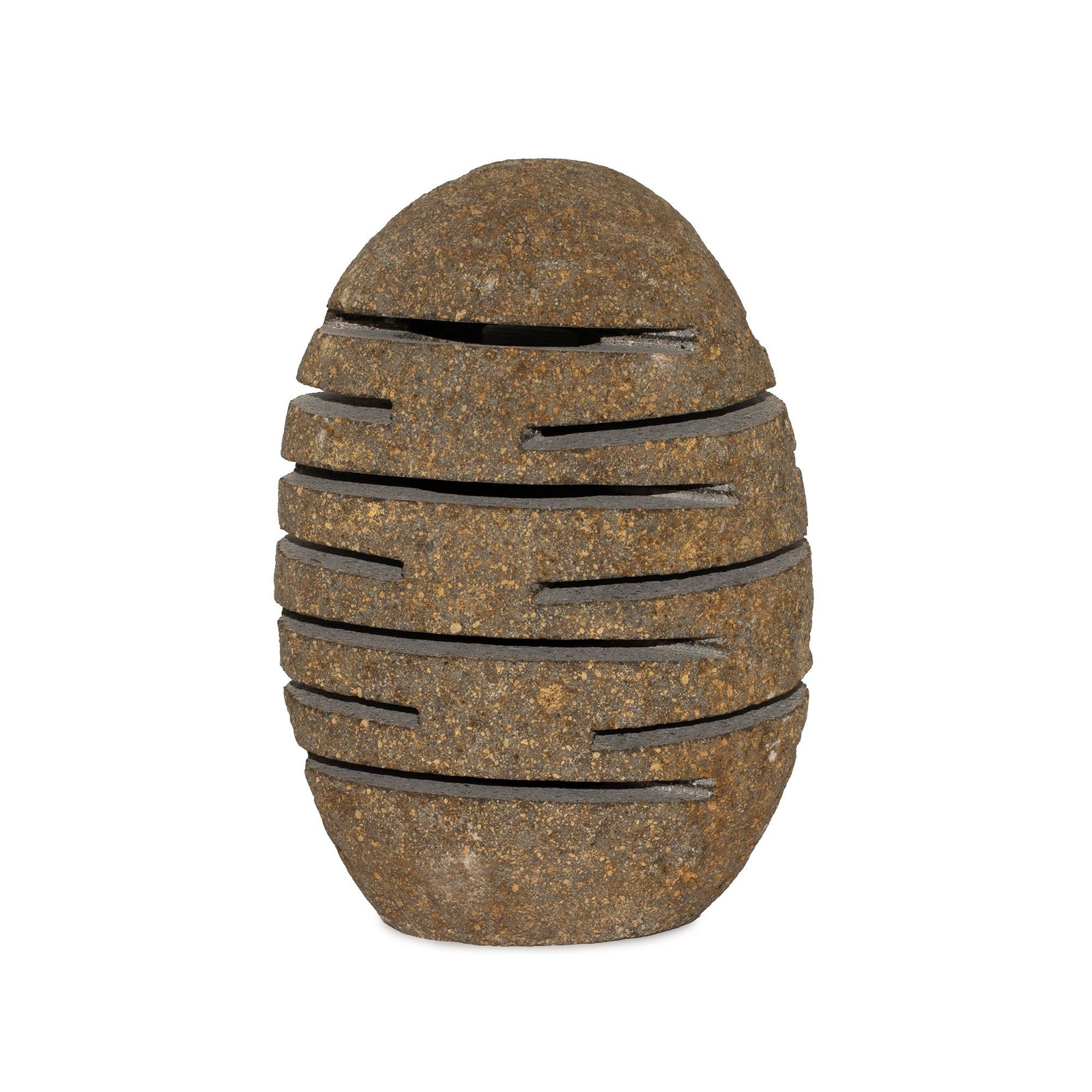 Riverstone Candle Holder 10x13x22cm Natural - Standing Stone Cut Riverside