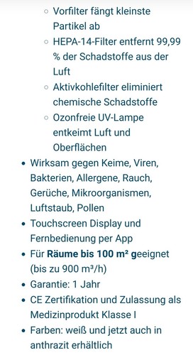 Luftreiniger Mia Air 2 Luftreiniger/Hepa /für Allergiker/ Neu ! - Bild 8 von 9