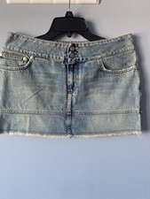 Vintage John Richmond Denim Mini Skirt Y2K Rich Life Tattoo Embroidery IT42 US 8