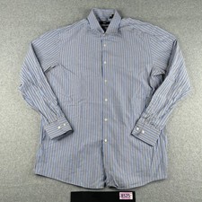 HUgo Boss Shirt 17 Blue Striped Sharp Fit Casual Button Up Long Sleeve Mens