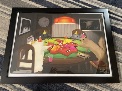 Signed Exploding Kittens/Oatmeal Artist  Matthew Inman Oatmeal Signed Print Cats
