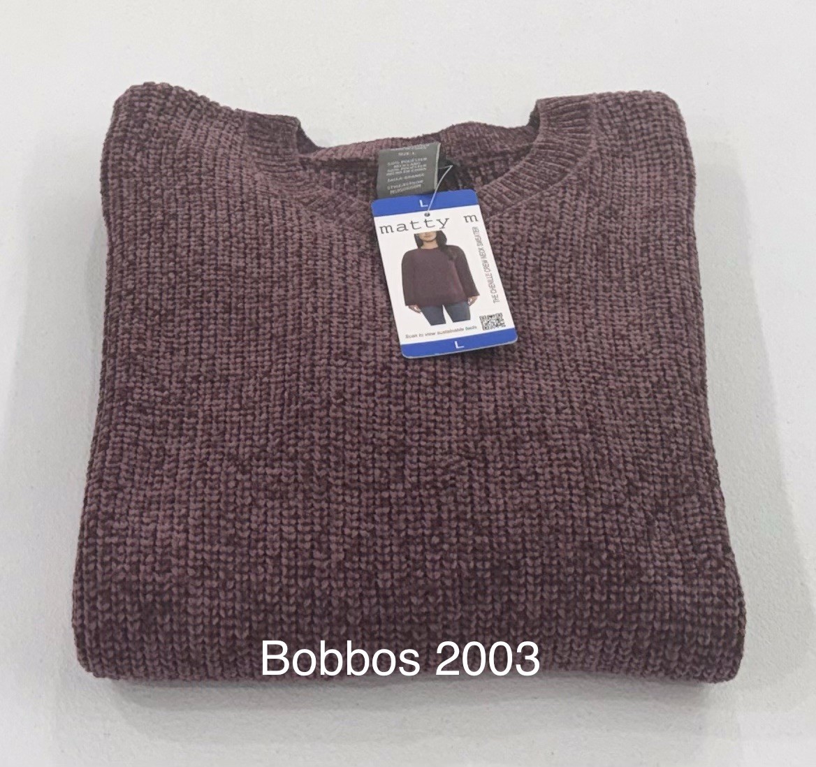 Matty M Women's The Chenille Crew Neck Sweater, Plum (Purple), Size L
