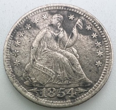 1854 with Arrows Seated Liberty Silver Half Dime H10C - XF+ Rare US Type Coin