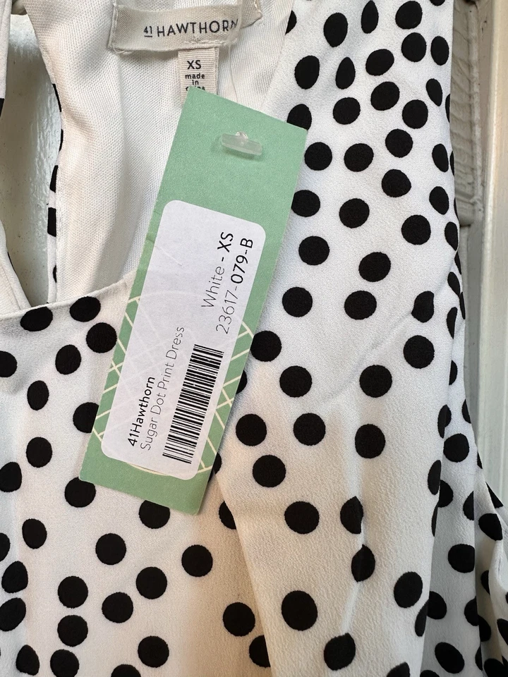 Nuevo con etiquetas Vestido ondulado para mujer Hawthorn blanco lunares punto azúcar XS sin mangas Foto 4 de 4
