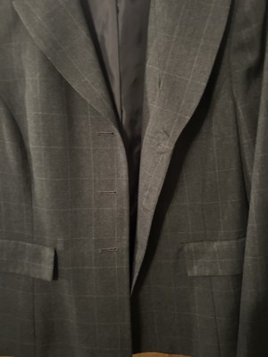 Kasper Grey  Window Pane Blue Pant Suit Size 16 EUC Freshly Dry Cleaned