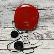 Sony Portable CD Player Red D-E220 ESP Max Parts Or Repair Turns On Spins
