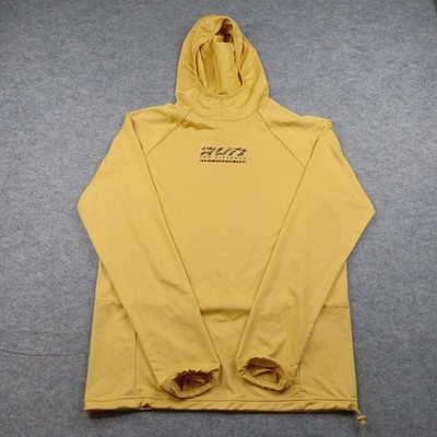 Demix Shirt Mens Small Yellow Hooded Long Sleeve Running Athletic Training Top