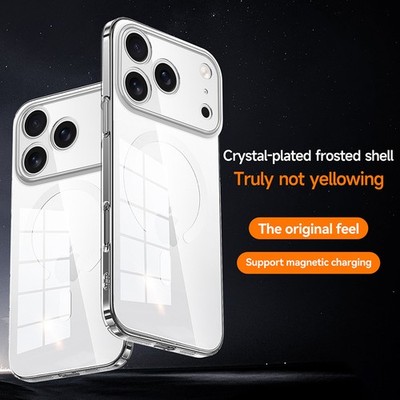 Magnetic Klar Ultra-Slim Hülle für iPhone 16 15 14 Pro Max Anti-Vergilbung Case
