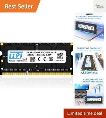 RAM 4GB 1333MHz PC3L-10600 CL9 2Rx8 204-Pin Non-ECC Unbuffered 1.35V Laptop R...