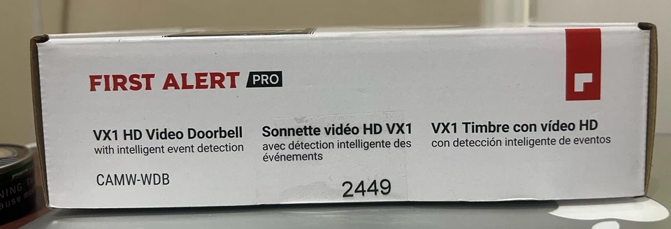 Resideo CAMW-WDB First Alert Pro VX1 HD Video Doorbell 5MP Camera White/Gray - Image 3 of 4