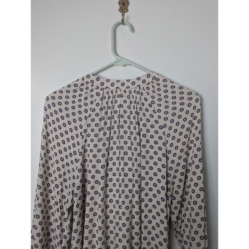 Boden Size 12 Polka Dot Long Sleeve Blouse Hidden Button Up Pleat Detail - Picture 10 of 14