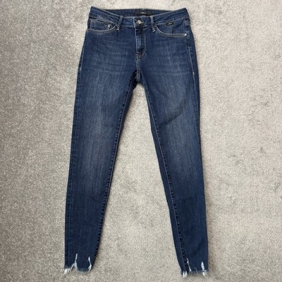 Mavi Jeans Womens 27 Mid Rise Super Skinny Blue Adriana Distressed Frayed Hem
