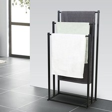 3 Tier Free Standing Towel Rail Stand Unit Rack Storage Bathroom Moveable Black