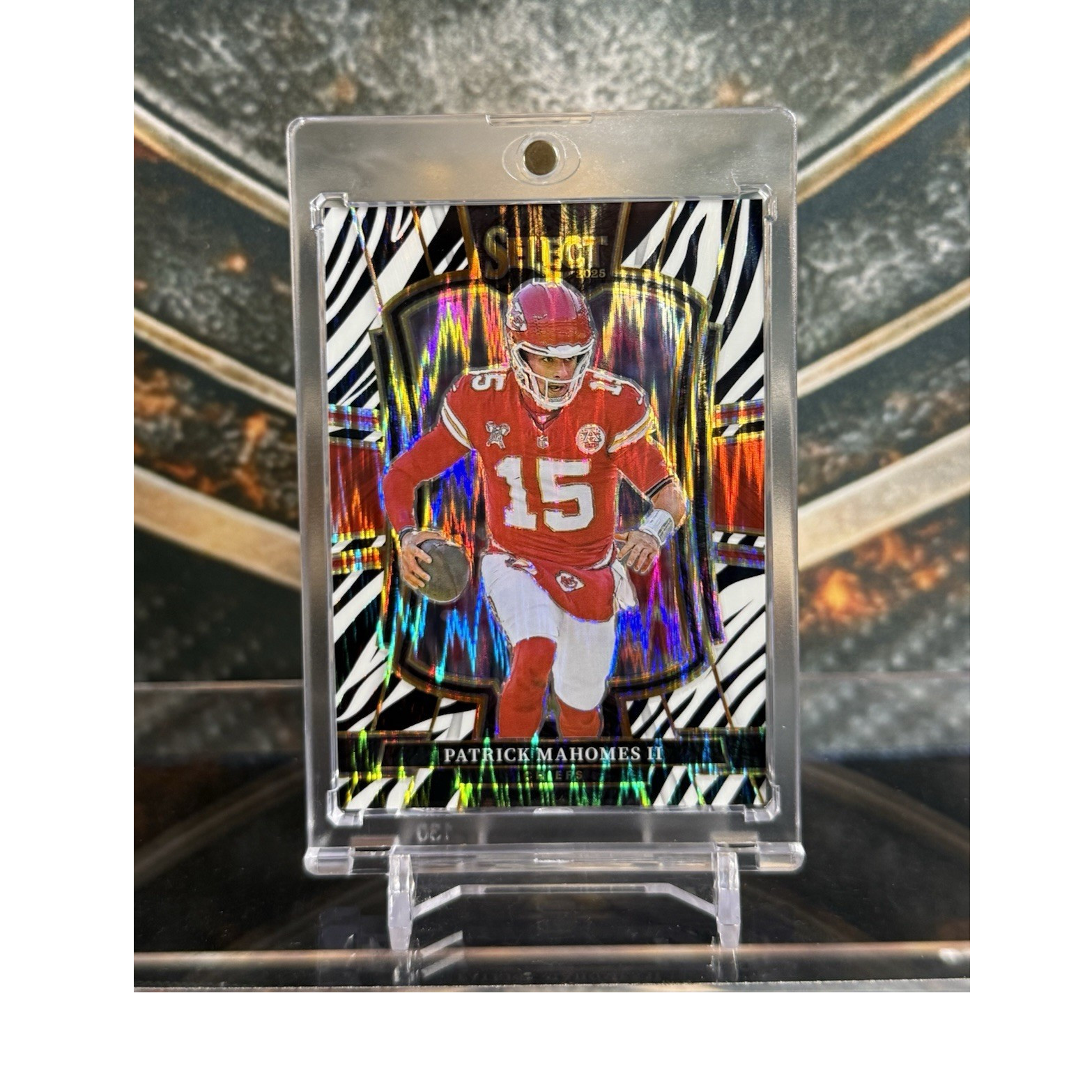 Panini 2025 Select Patrick Mahomes II Zebra Prizm Premier Level #107 Chiefs
