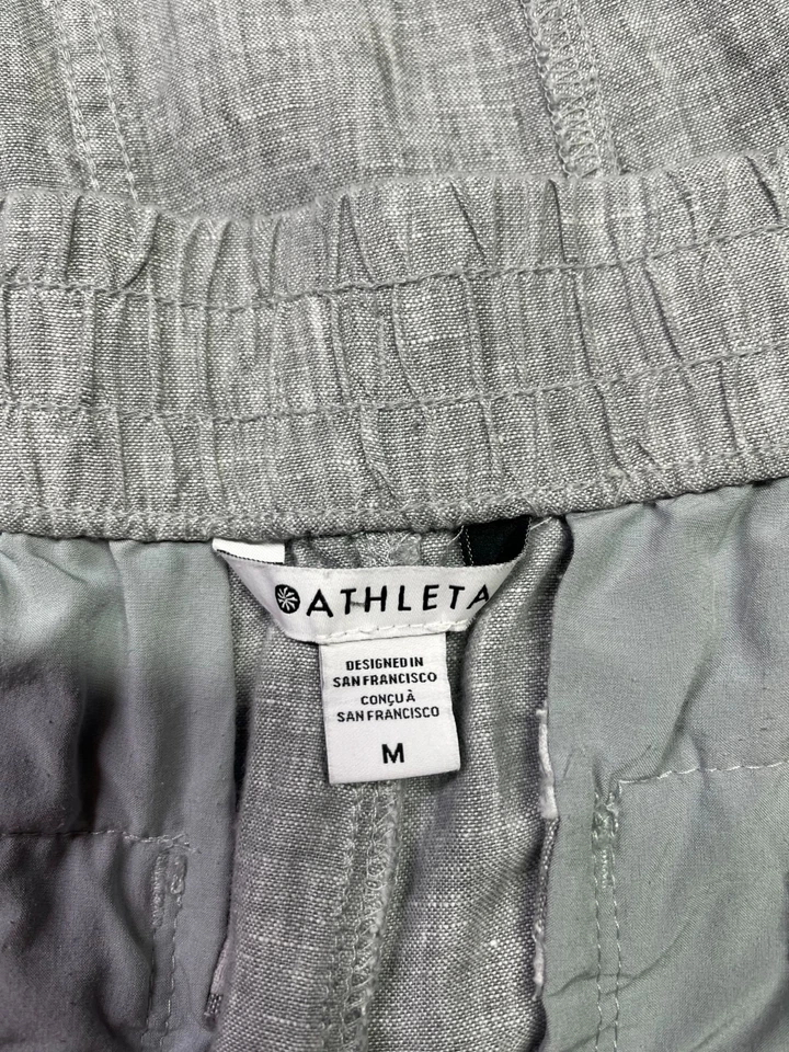 Athleta Size M Retreat Linen High Rise Ankle Pant Grey Pull-On - Image 2 of 4