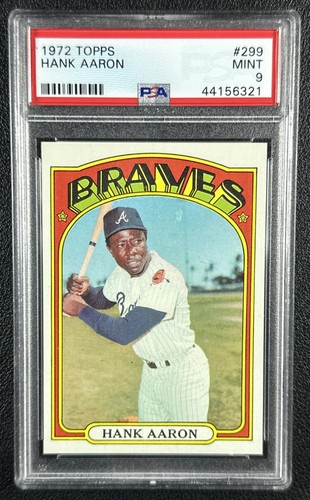 HANK AARON PSA 9 1972 TOPPS BASEBALL #299 BRAVES MINT