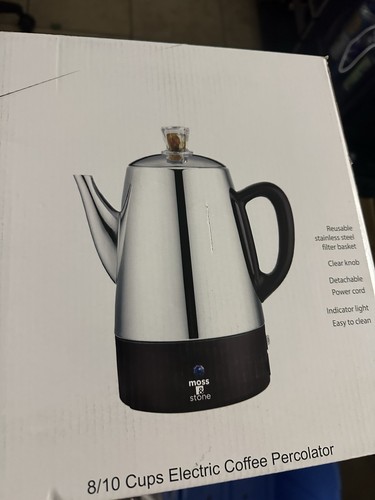 Moss & Stone Stainless Steel 10 Cup Electric Percolator Coffee Maker