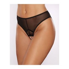 Allure Blushing Crotchless Panty w/Pearls O/S