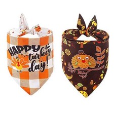 Dog Bandana Fall Autumn Pet Bandana Reversible Triangle X-Large Thanksgiving