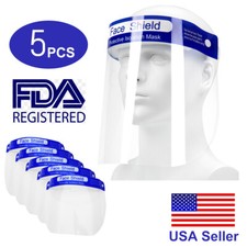 5 PCS Safety Full Face Shield Reusable Washable Protection Cover Outdoor Helmet