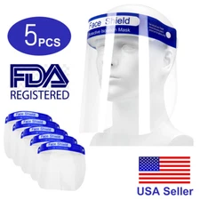 5 PCS Safety Full Face Shield Reusable Washable Protection Cover Outdoor Helmet