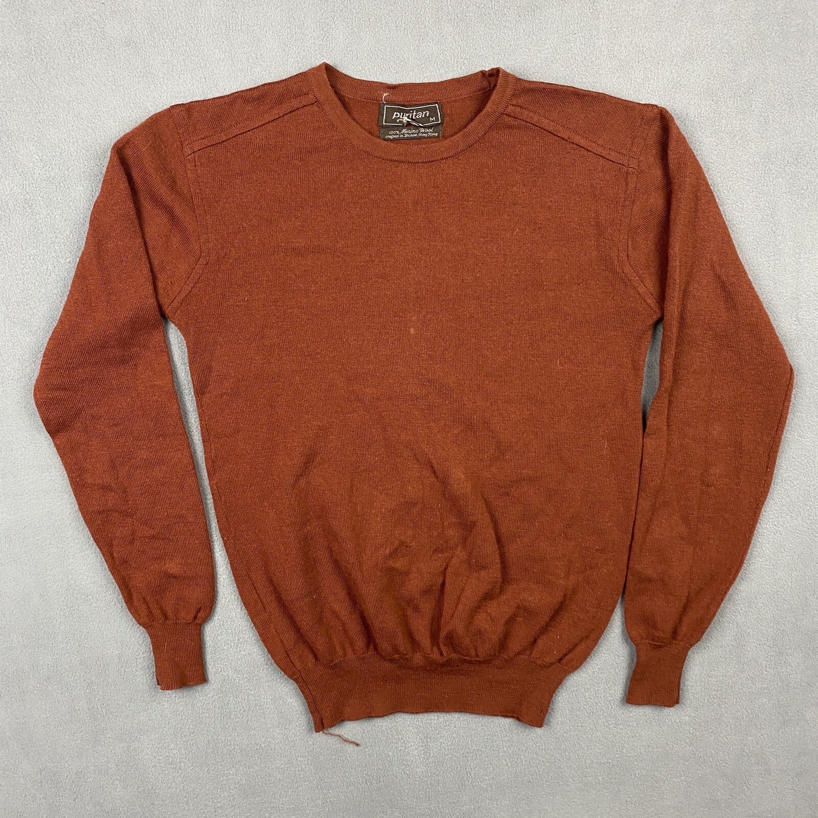 VINTAGE PURITAN Sweater Adult Medium BROWN COPPER 100% Shetland Wool AQUAKNIT