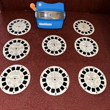Blue View-Master 3-D Viewer 8 Reels Including Sesame Street, Casper Bugs Bunny