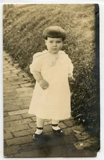 GIRL on Brick sidewalk c. 1910 Edwardian Style RPPC Real Photo Postcard CHILDREN