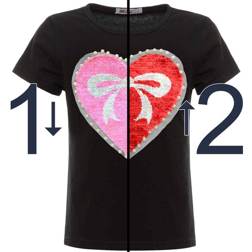 Girl T-Shirt Reversible Sequin Stretch Top 22534 - Picture 26 of 30