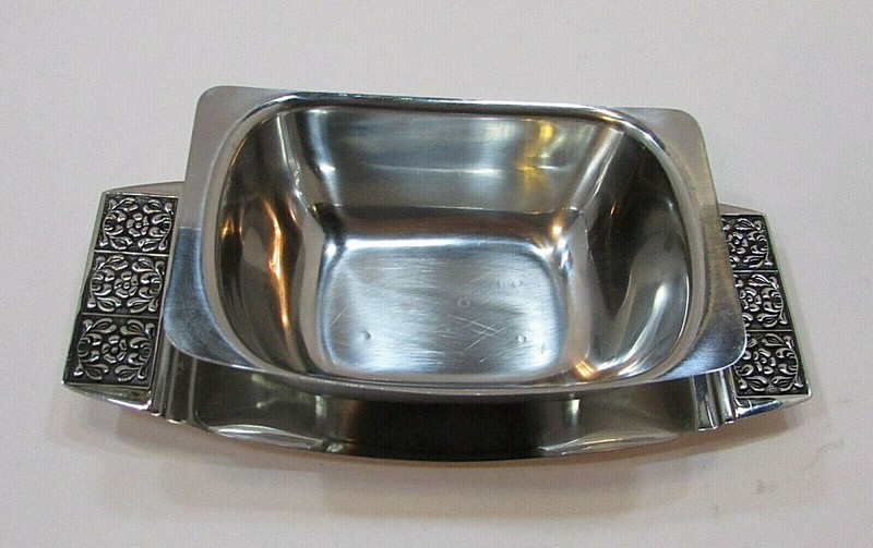 Vintage Stanley Roberts 18-8 Stainless Steel Gravy Boat Sauce Bowl w Saucer