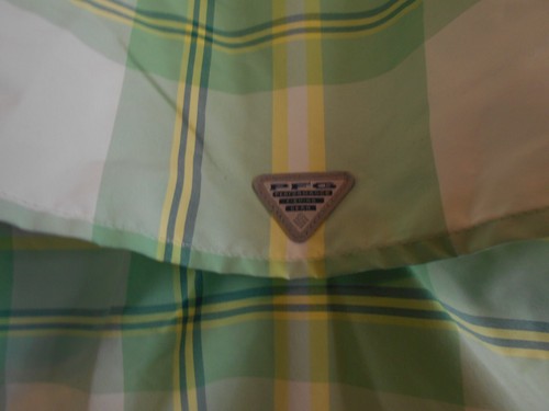 Columbia PFG Super Bahama Shirt Mens XL Green Yello Plaid Fishing Vented Outdoor - Picture 10 of 10