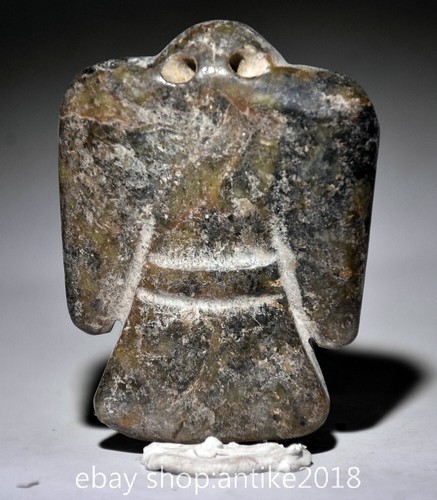 Colgante amuleto de pájaro Fengshui tallado jade cultura Hongshan china antigua de 2,6" - Imagen 4 de 4