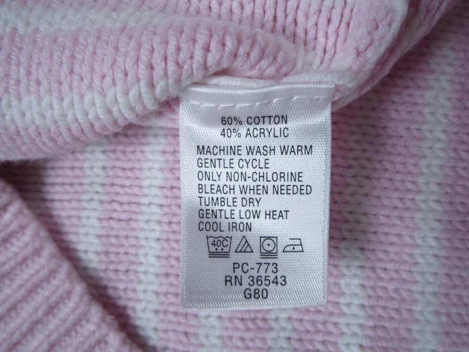 Izod Sweater Womens Large Knited Pink Striped Pullover Long Sleeve Outerwear - Imagem 4 de 4