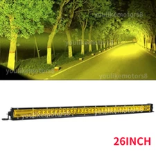 Dual Row Slim 26" Yellow 1200W Led Light Bar Fit for Gmc Atv Truck Ford Boat 27"