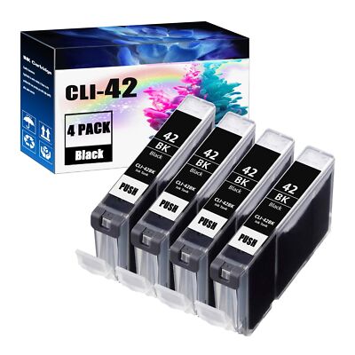 CLI-42 Black Ink Cartridges Replacements for Canon PIXMA PRO 100 (4 Pack)