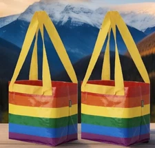2 IKEA Storstomma Small Bag Rainbow Shopping Bags