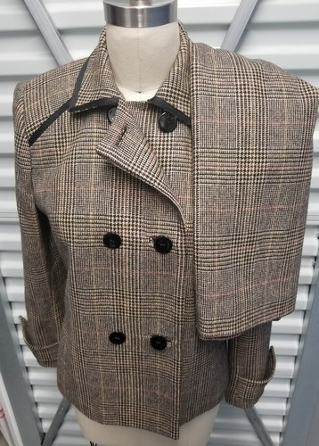 Tuta gonna CASHMERE 100% GALANTE NY taglia 4 made in USA bordo nero risvolto donna - Foto 12 di 12