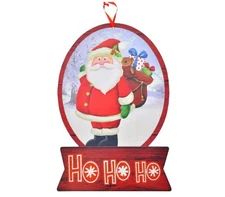 Snow Globe Santa Sign Christmas Hanging Decor DIY Wreath Craft Glittery 16x9