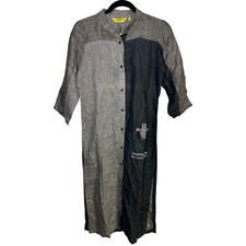 Shagufta Pakistani/indian Kurta dress Linen Gray Elbow Sleeve Size Medium New