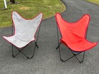 1960s Two Vintage Mod Hardoy Folding Butterfly Iron & Canvas Sling Chairs